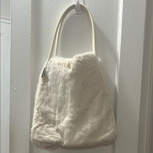 Victoria's Secret Cream Faux Fur Shoulder Bag NWT